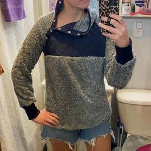 Teddy button neck sweatshirt